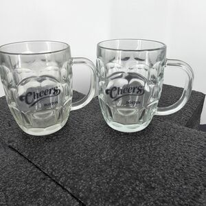 Set of 2 Cheers Boston Beer Mugs Dimpled Glass Steins 2012 CBS Studios TV Show
